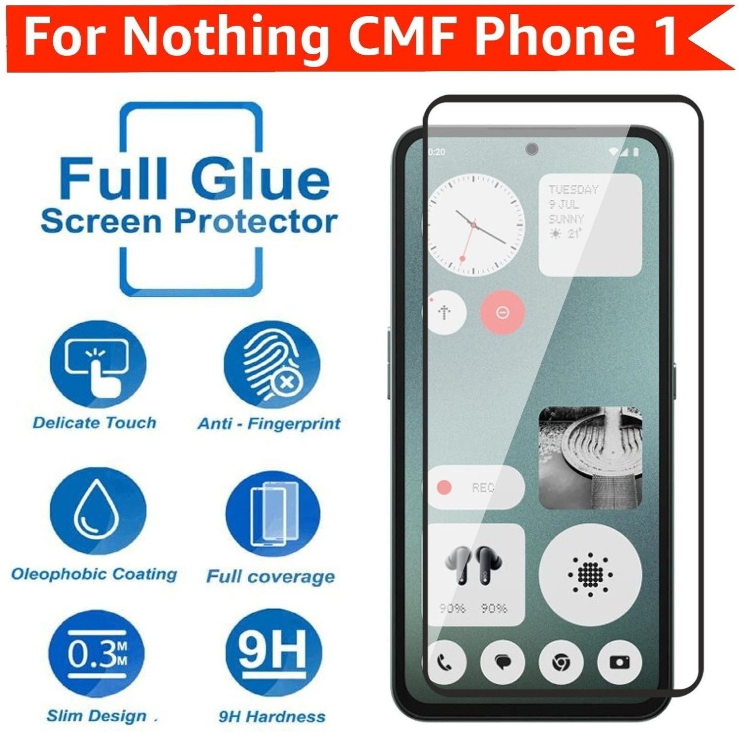 Image of Gorilla Protection Edge To Edge Tempered Glass for CMF by Nothing Phone 1, CMF by Nothing Phone 1