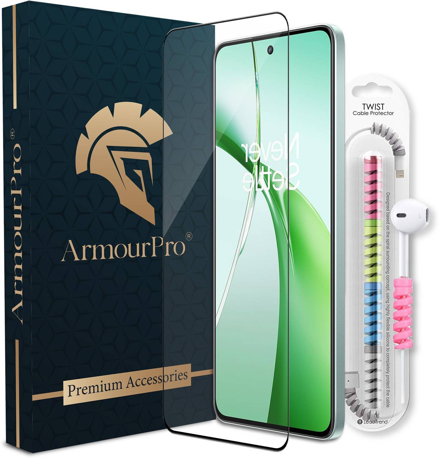 ArmourPro Edge To Edge Tempered Glass for OnePlus Nord CE 4 5G, Nord CE 4 5G, OnePlus Nord CE3 5G, Tempered Glass with Cable Protector