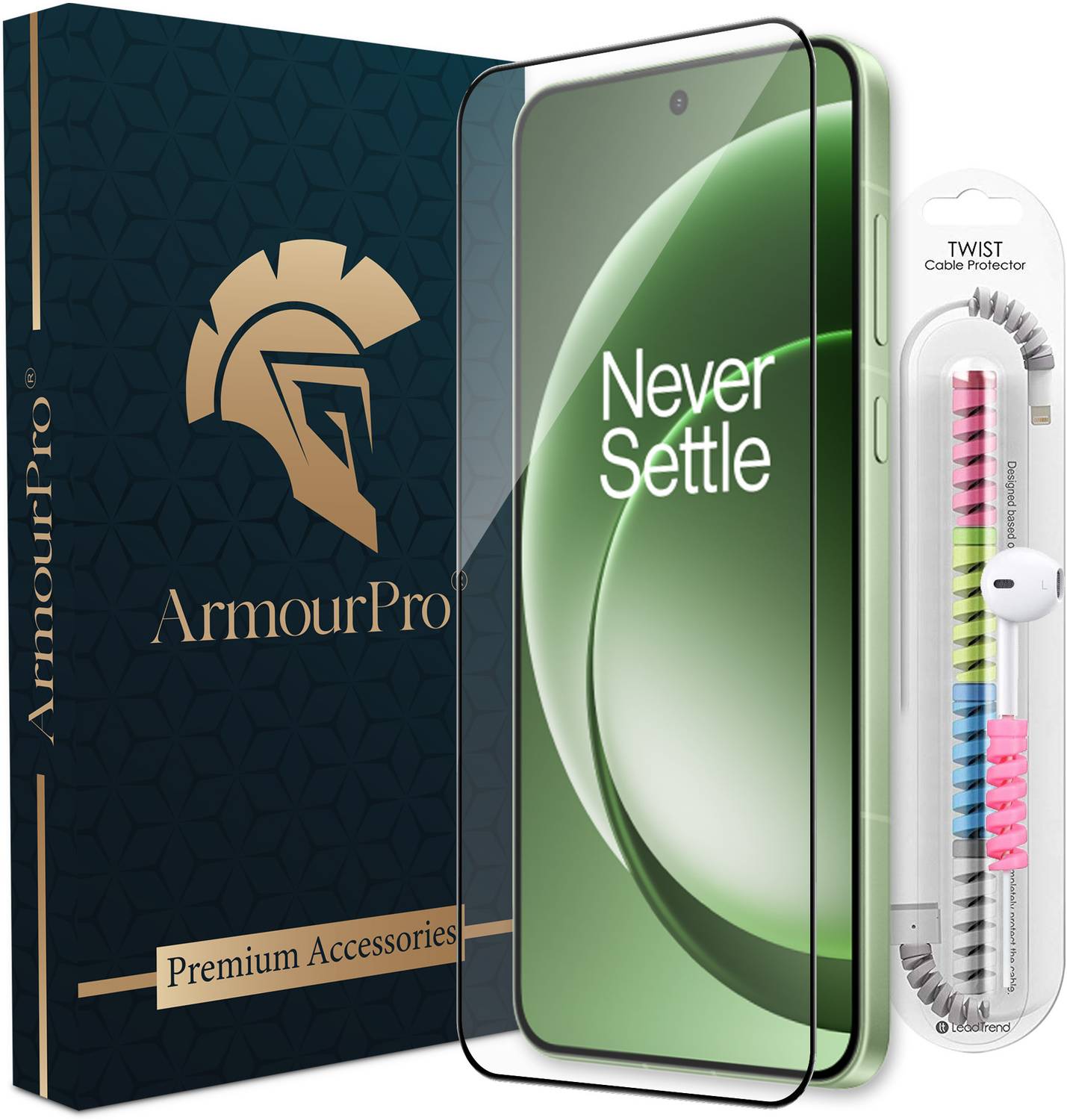 ArmourPro Tempered Glass Guard for OnePlus 15R 5G, One Plus 15R, OG Tempered Glass with Cable Protector