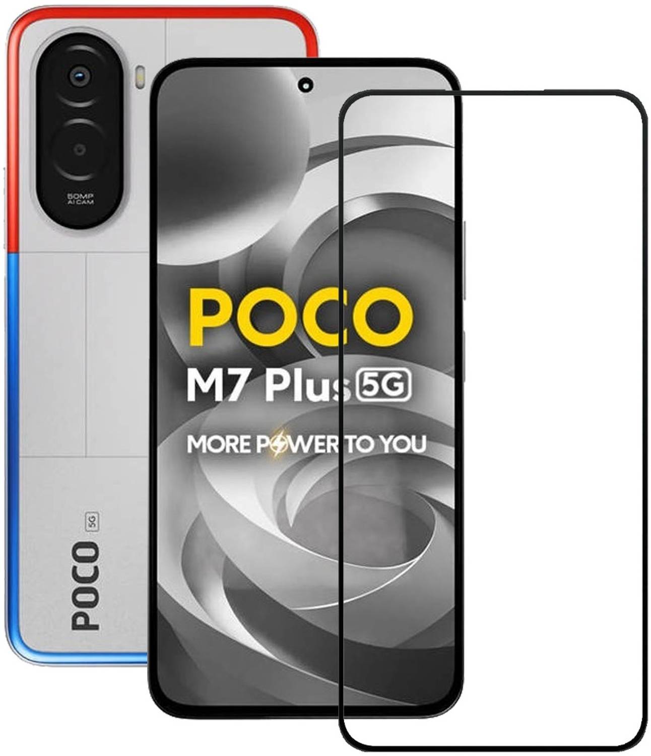 AKSHUD Edge To Edge Tempered Glass for POCO M7 Plus 5G, poco M7 Plus 5G