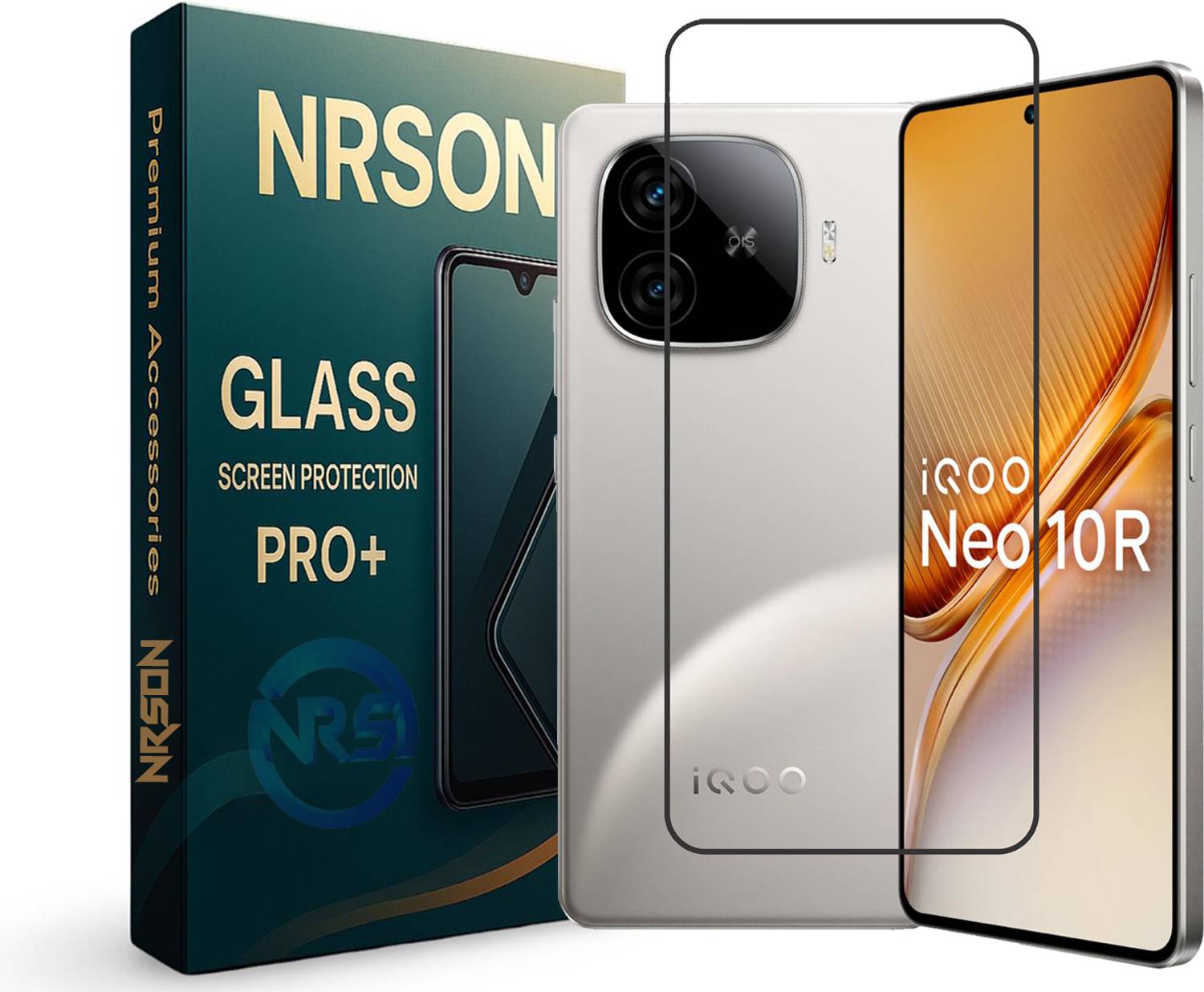 NRSON Edge To Edge Tempered Glass for iQOO Neo 10R, 5G with Easy Self Installation Kit