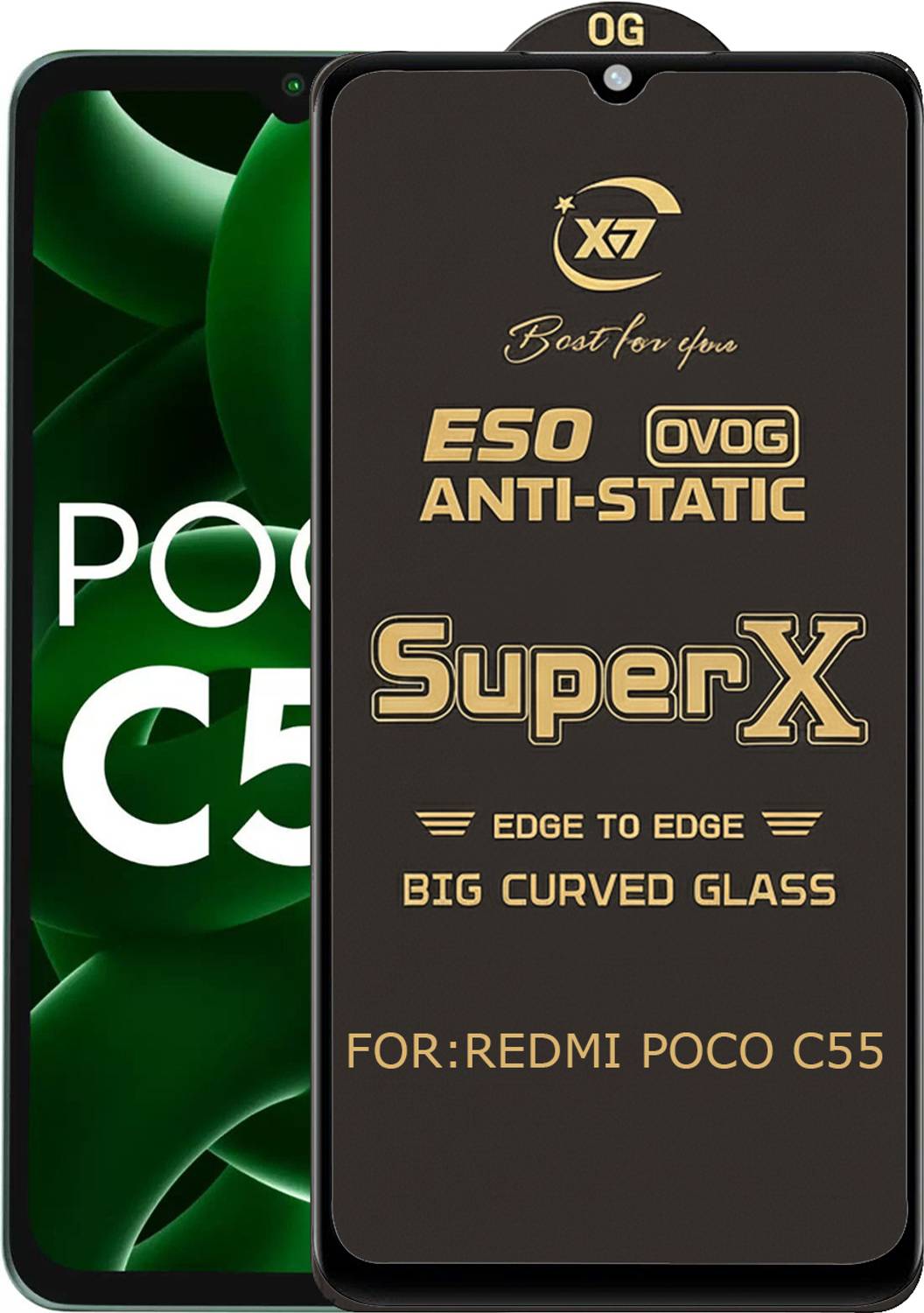 ANILUQ Edge To Edge Tempered Glass for REDMI POCO C55