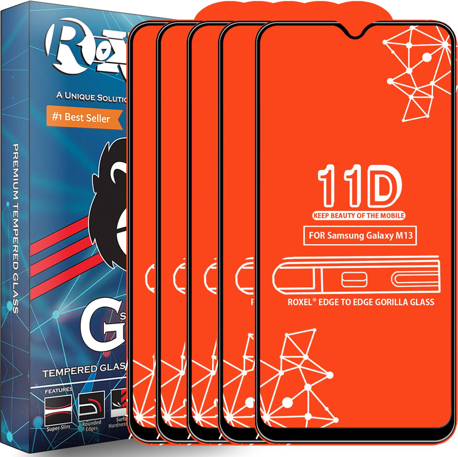 Roxel Edge To Edge Tempered Glass for Samsung Galaxy M13