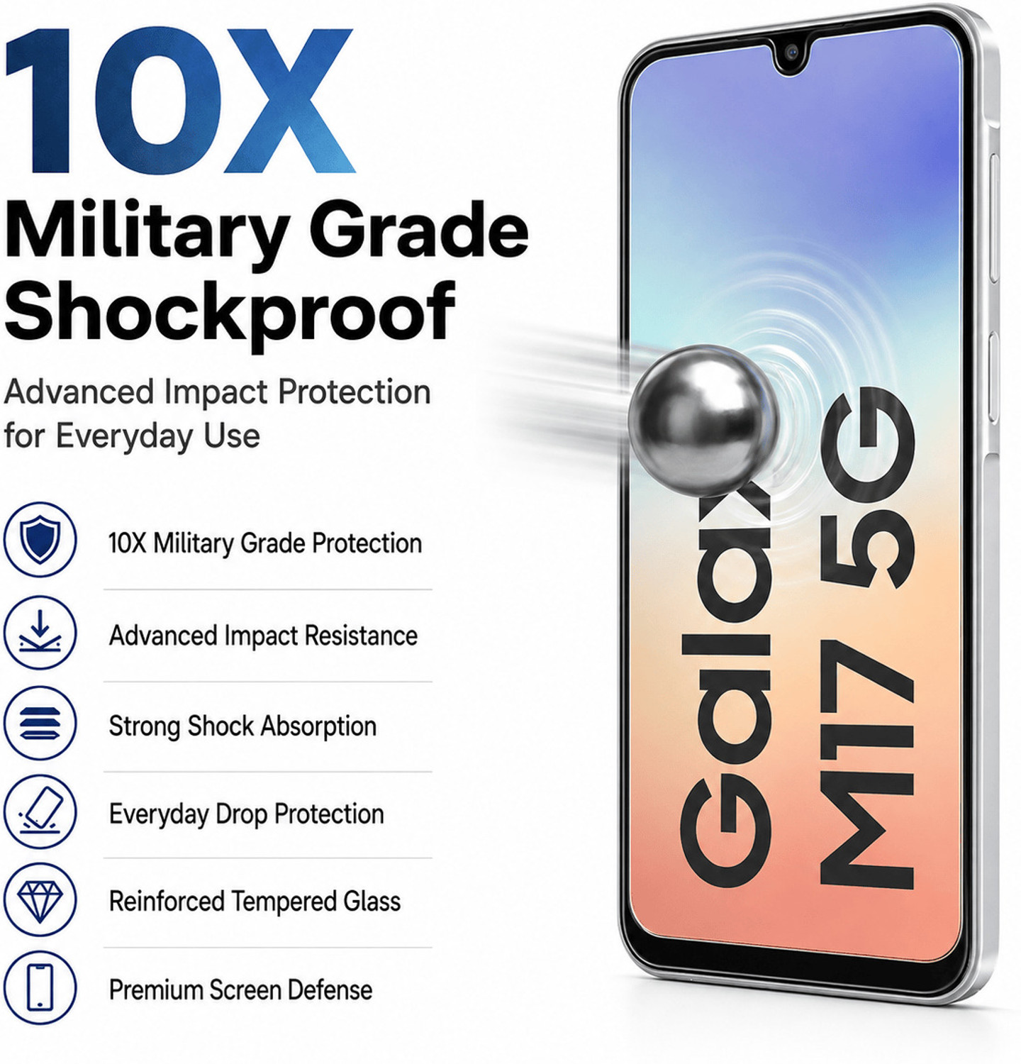 Image of ArmourPro Edge To Edge Tempered Glass for Samsung M17 5G, Samsung A16, Samsung A26, Samsung A17, Samsung M36, Samsung F16, 300C Borderless 3D Arc Curved