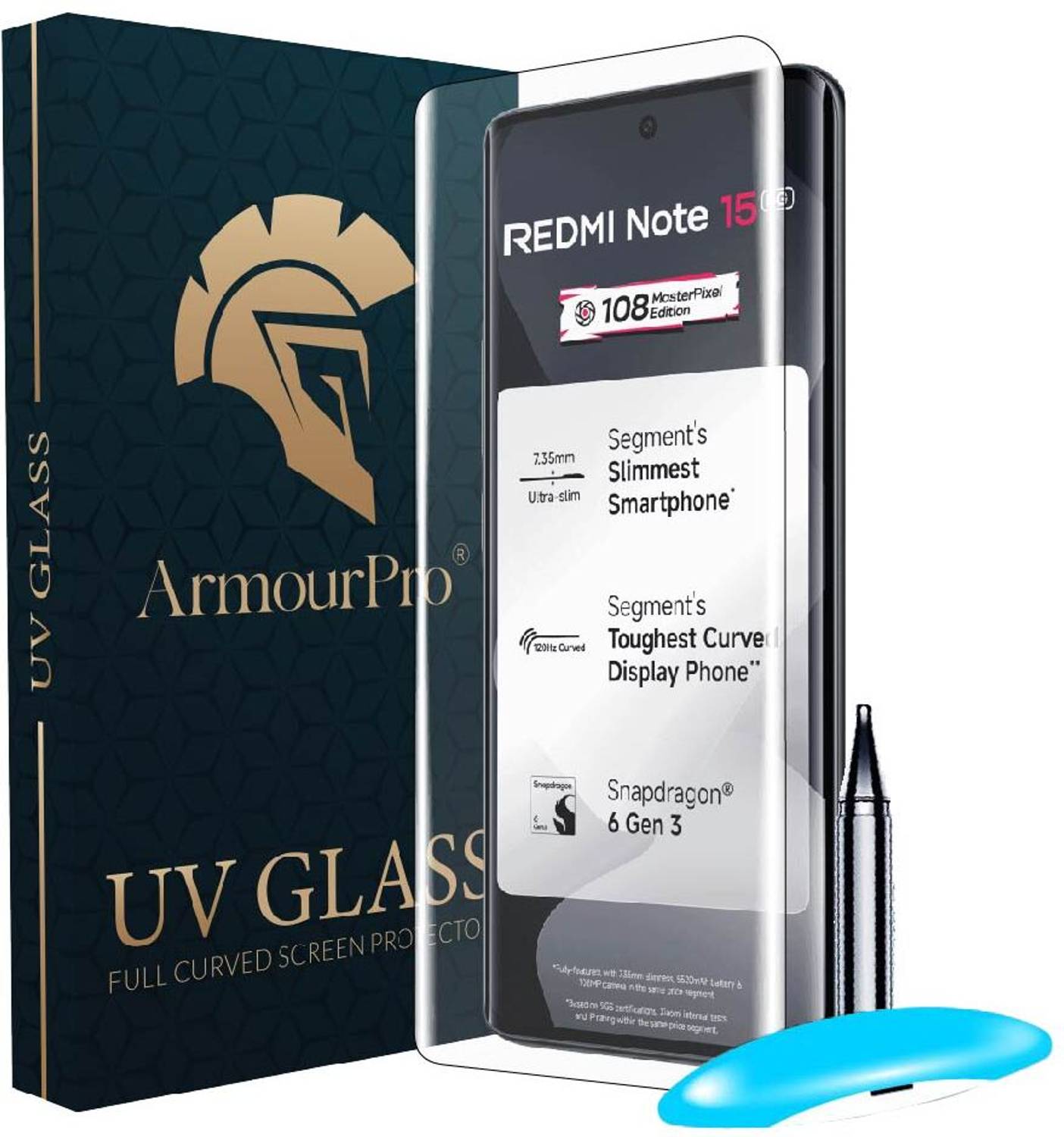 ArmourPro Edge To Edge Tempered Glass for Redmi Note 15 5G, Note 15 5G