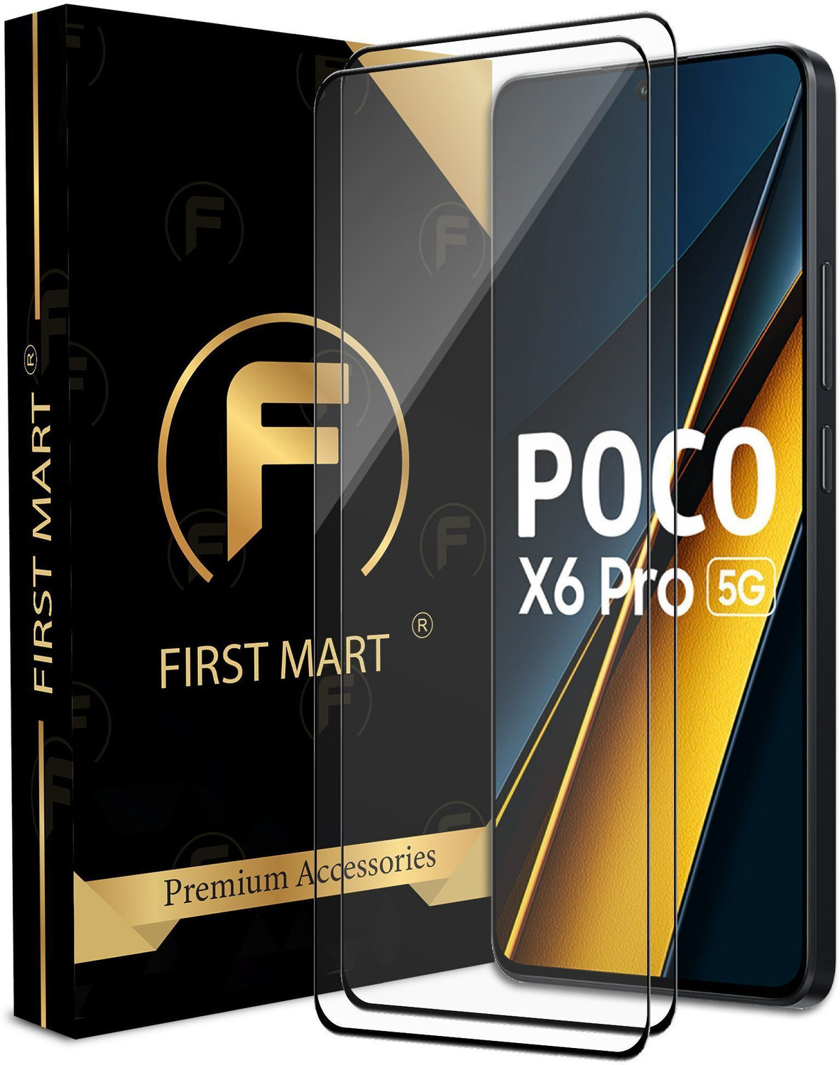 Image of FIRST MART Edge To Edge Tempered Glass for Poco X6 Pro 5G, Poco X6 5G, Redmi Note 13 Pro 5G, Redmi Note 13 5G