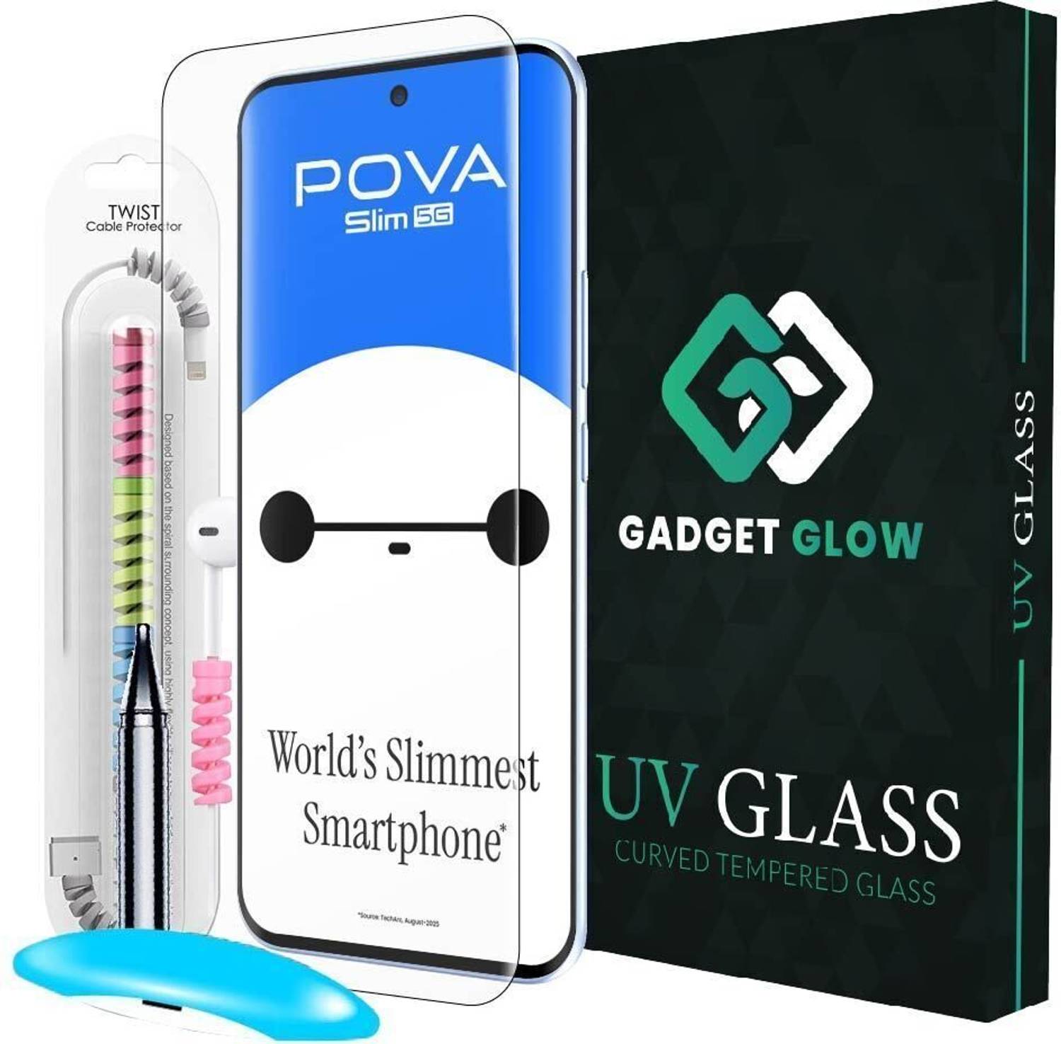 Gadget Glow Edge To Edge Tempered Glass for Tecno Pova Slim 5G, Pova Slim 5G