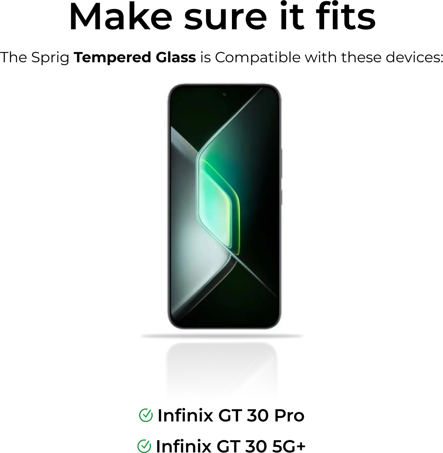 Image of Sprig Edge To Edge Tempered Glass for Infinix GT 30 5G+, infinix Gt 30 5G+