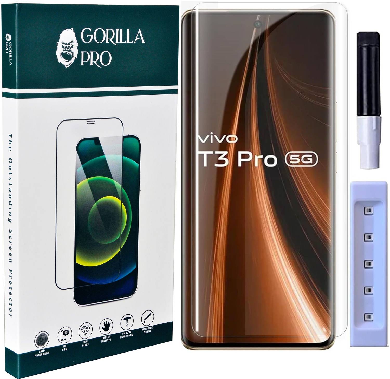 GORILLA PRO Tempered Glass Guard for Vivo T3 Pro 5G ( Primium Qua