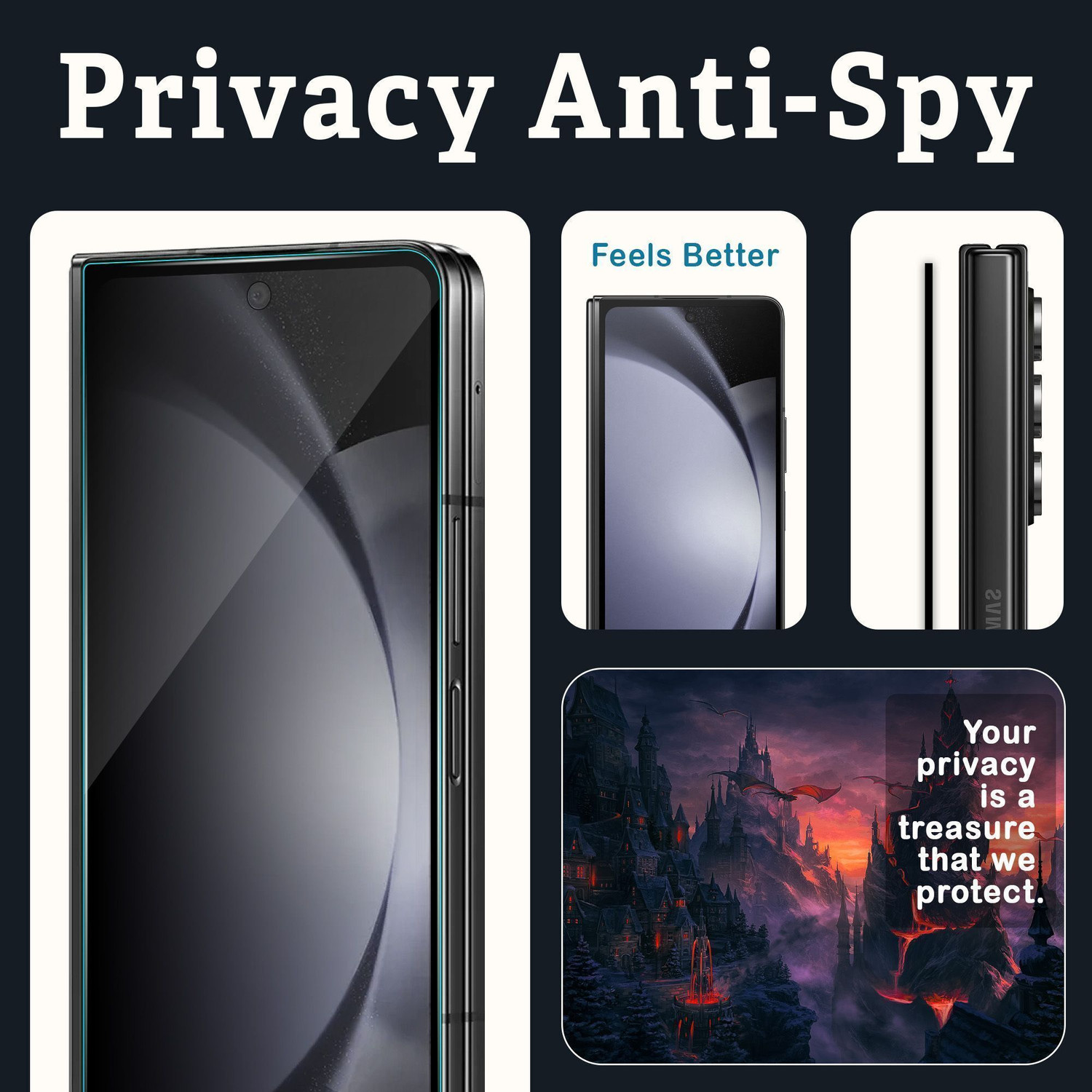 Image of ArmourPro Edge To Edge Tempered Glass for Samsung Galaxy Z Fold 5 5G, Samsung Z Fold5 5G, Privacy Protection
