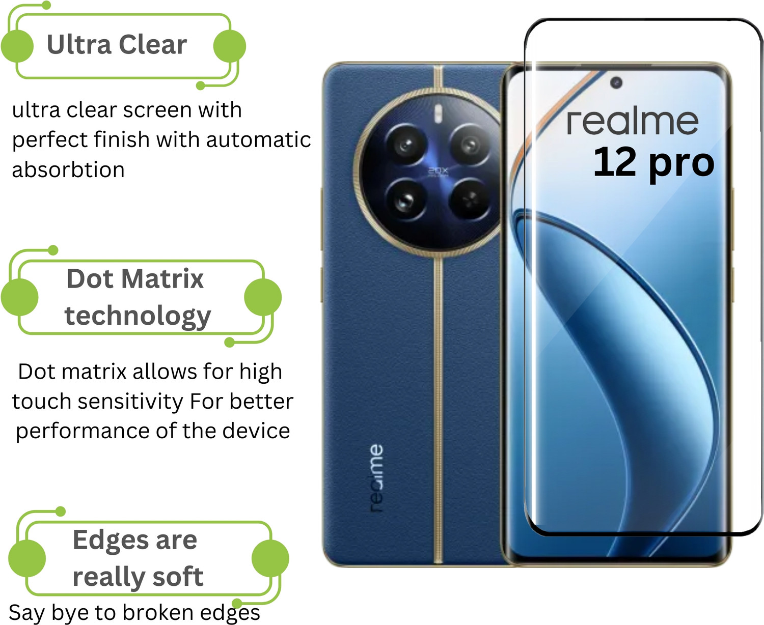 Image of KWINE CASE Edge To Edge Tempered Glass for Realme 12 Pro