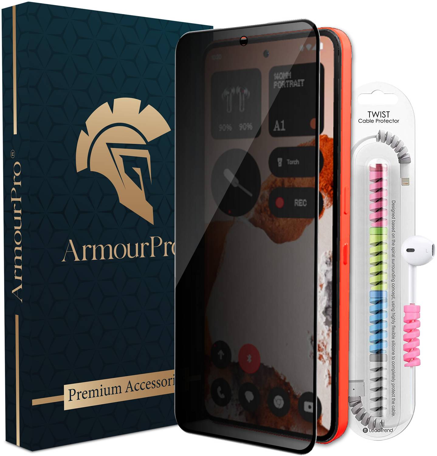 ArmourPro Edge To Edge Tempered Glass for CMF Phone 2 Pro 5G, CMF By Nothing 2 Pro, Nothing CMF 2 Pro, Privacy Anti Spy Protection Glass with Cable Protector