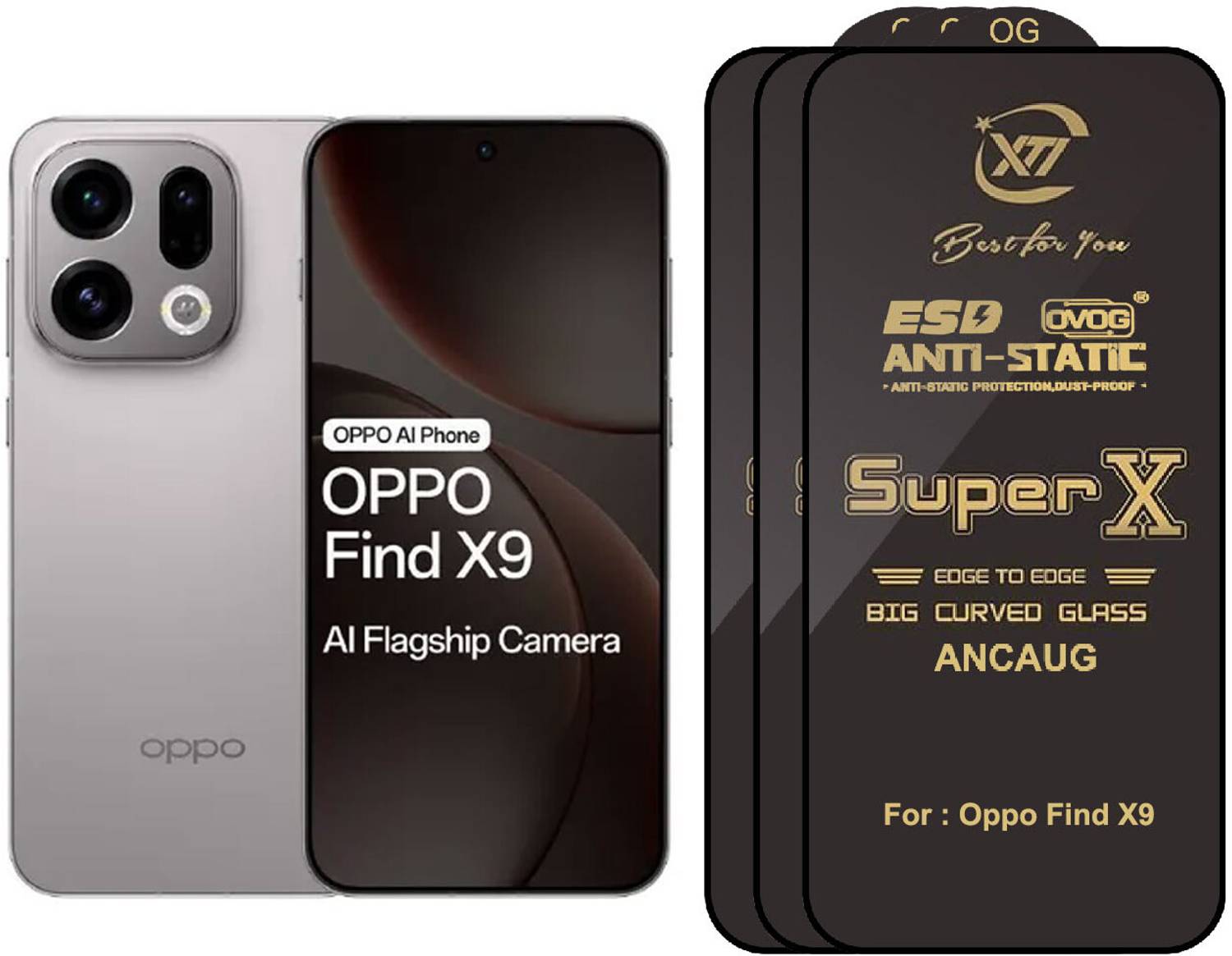 ANCAUG ENTERPRISES Edge To Edge Tempered Glass for OPPO Find X9