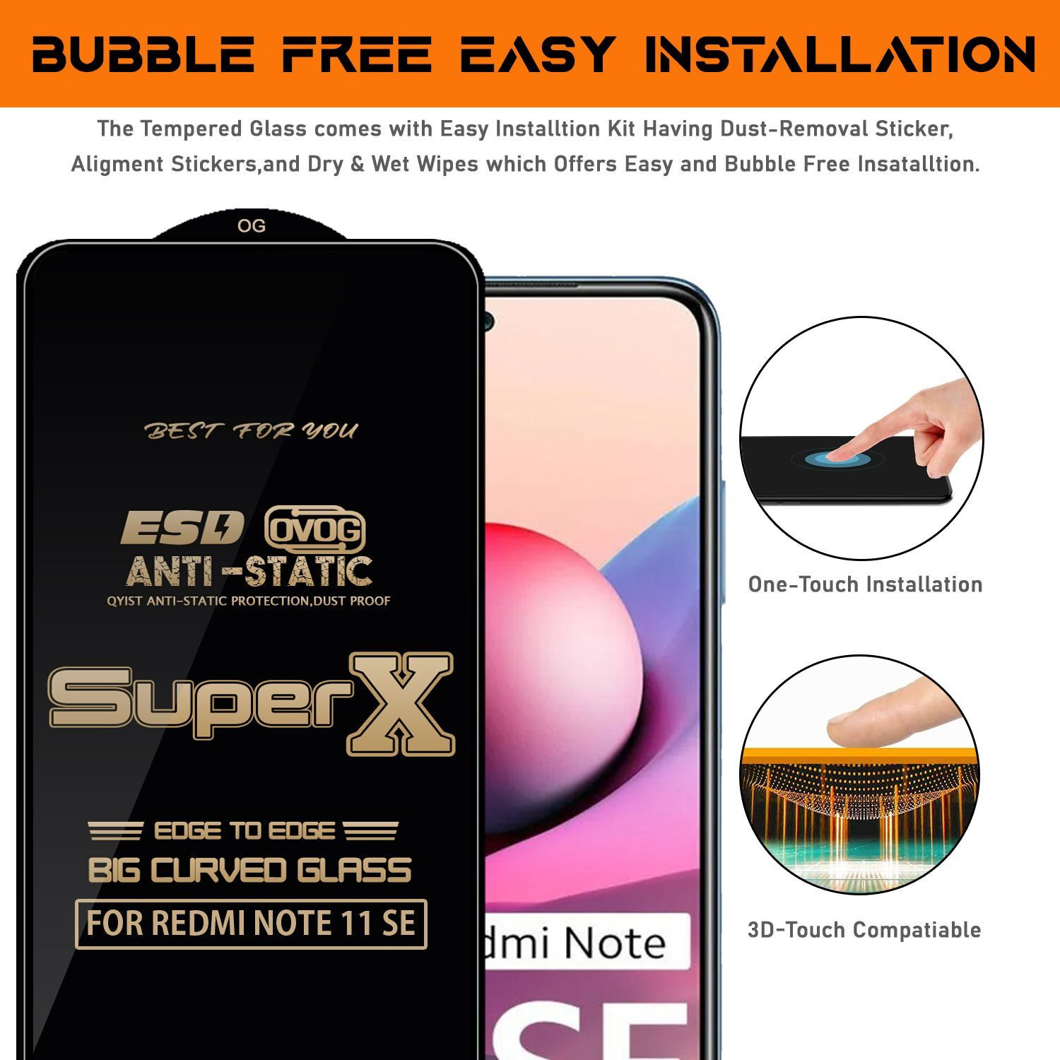 Image of krezee Edge To Edge Tempered Glass for REDMI NOTE 11 SE