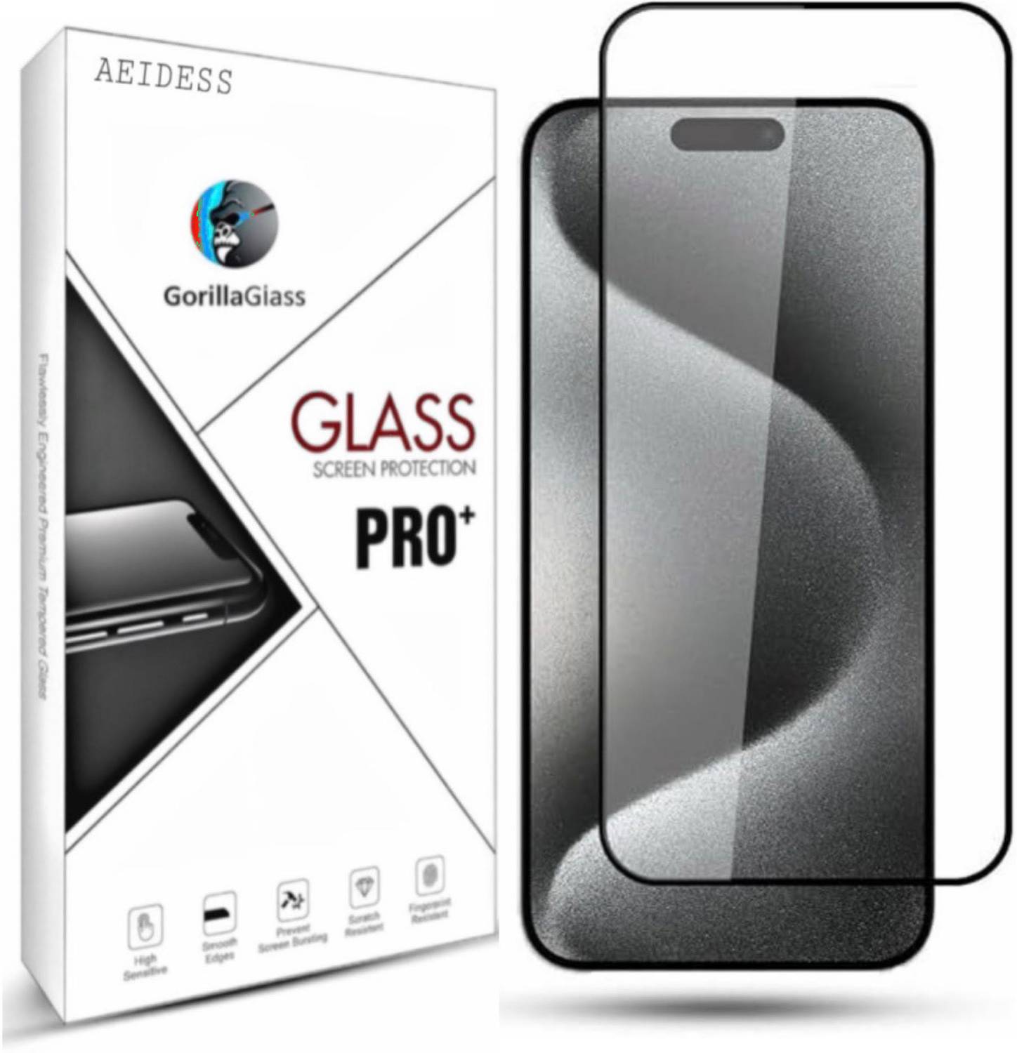Aeidess Edge To Edge Tempered Glass for Apple iPhone 15 (Pack of