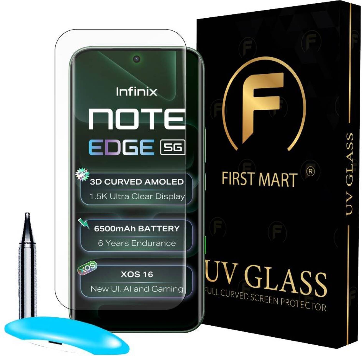 FIRST MART Edge To Edge Tempered Glass for Infinix Note Edge 5G, Infinix Note Edge