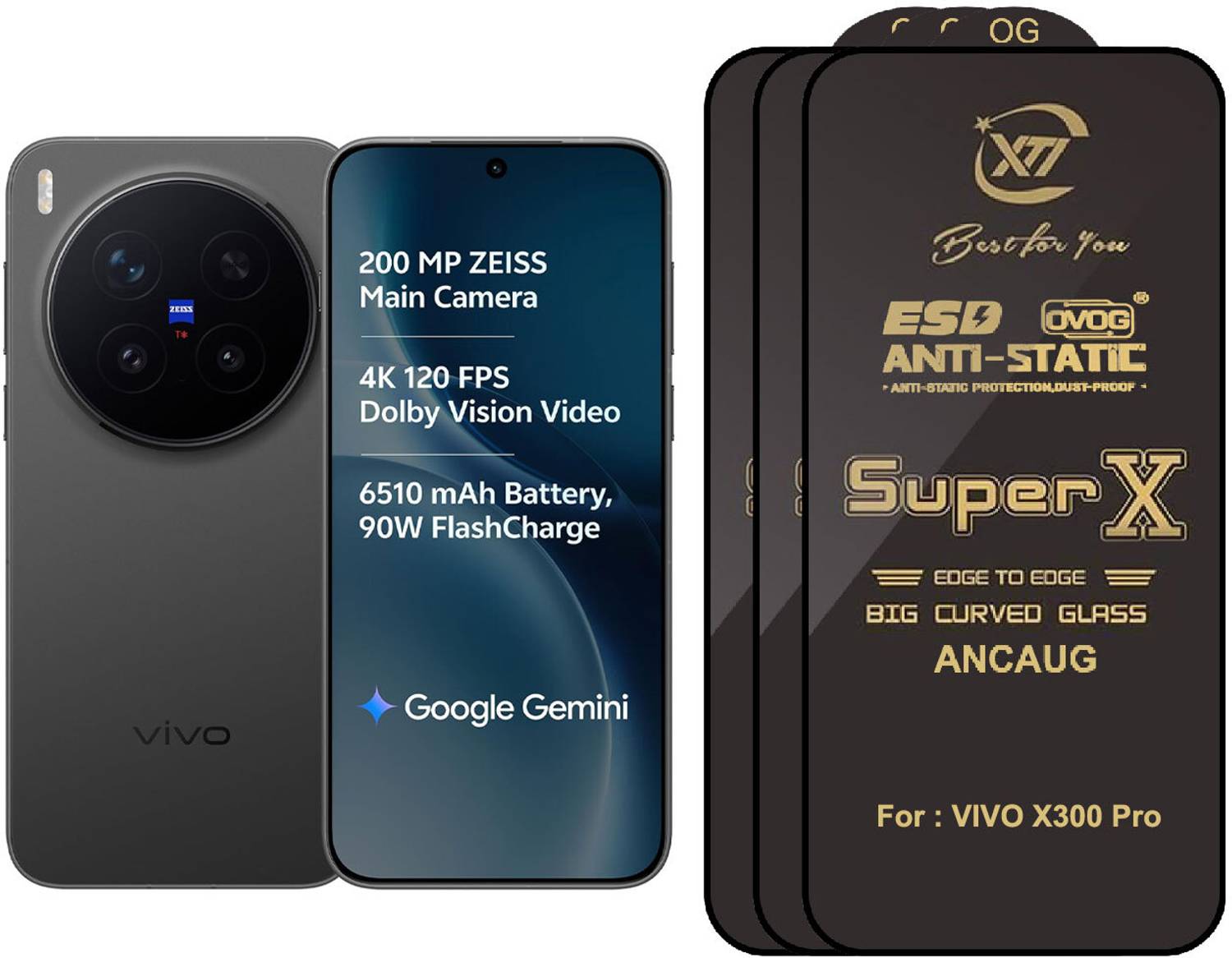 ANCAUG ENTERPRISES Edge To Edge Tempered Glass for VIVO X300 Pro