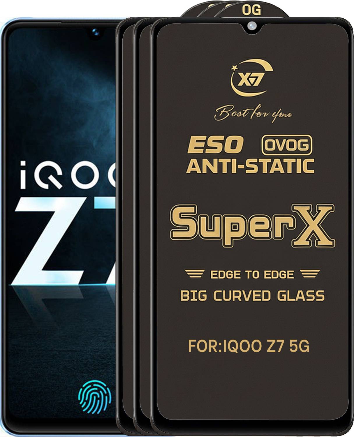 ANILUQ Edge To Edge Tempered Glass for IQOO Z7 5G
