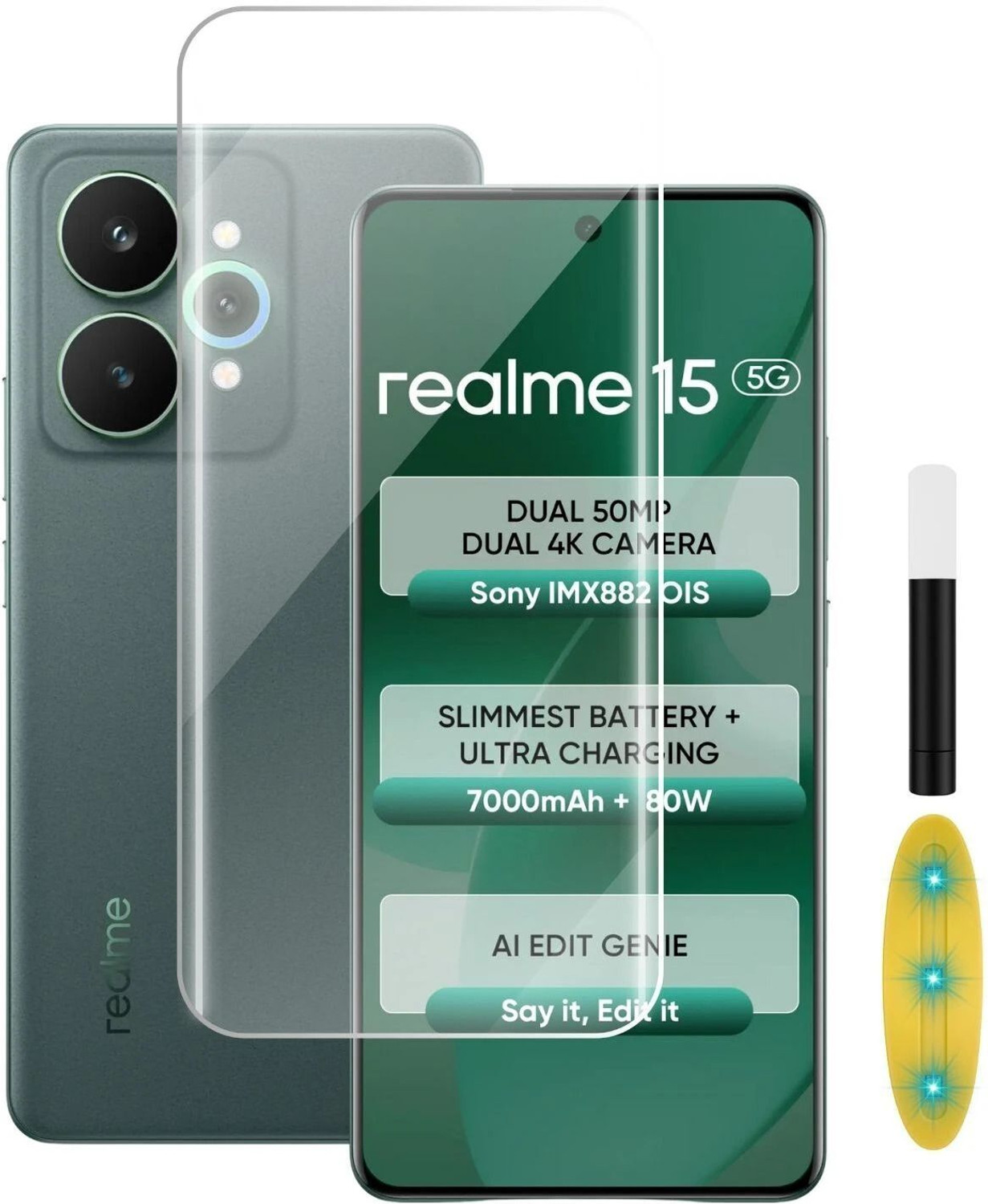 Image of Flipkart SmartBuy Edge To Edge Tempered Glass for RealMe 15 5G (Pack of 1)