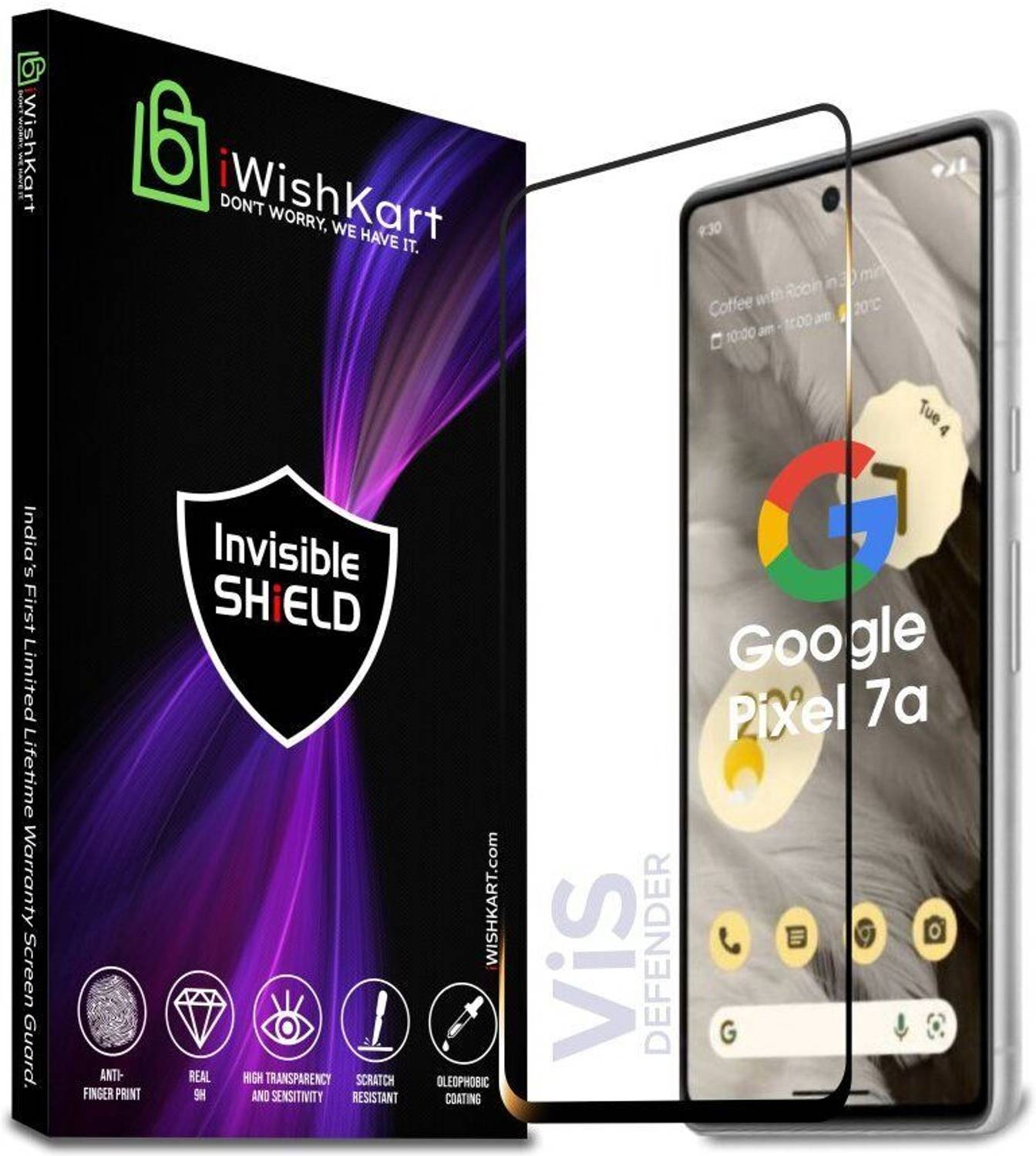 iWishKart Edge To Edge Tempered Glass for Google Pixel 7A, Premiu