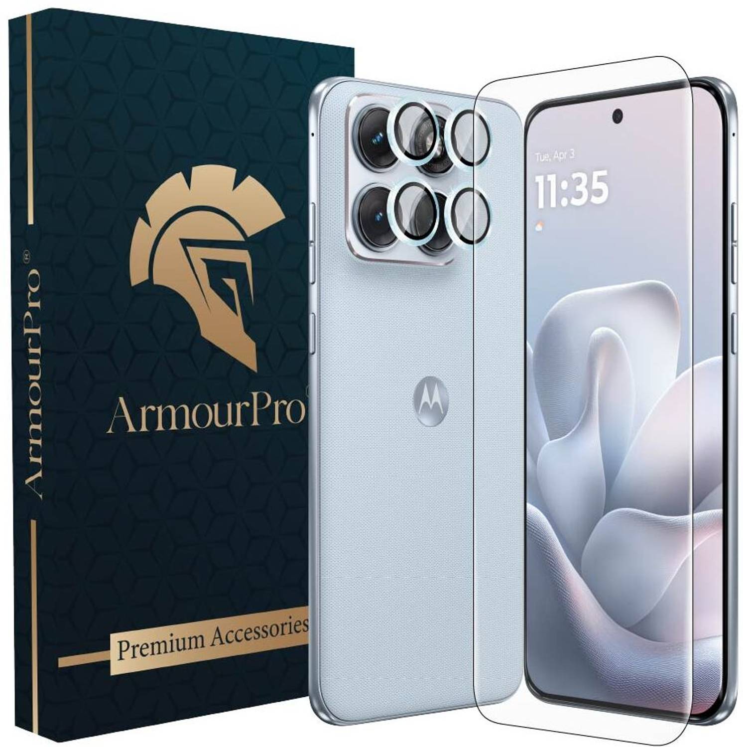 ArmourPro Edge To Edge Tempered Glass for Motorola Edge 70 Fusion 5G, Motorola Edge 70 Fusion, UV Glass with Blue Camera Rings Protector