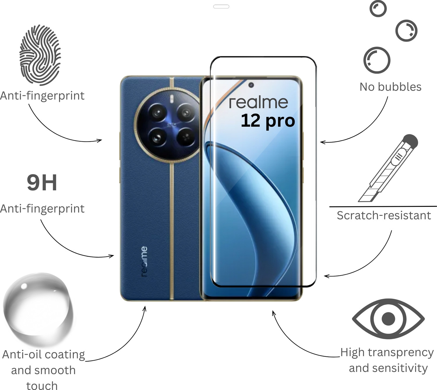 Image of KWINE CASE Edge To Edge Tempered Glass for Realme 12 Pro