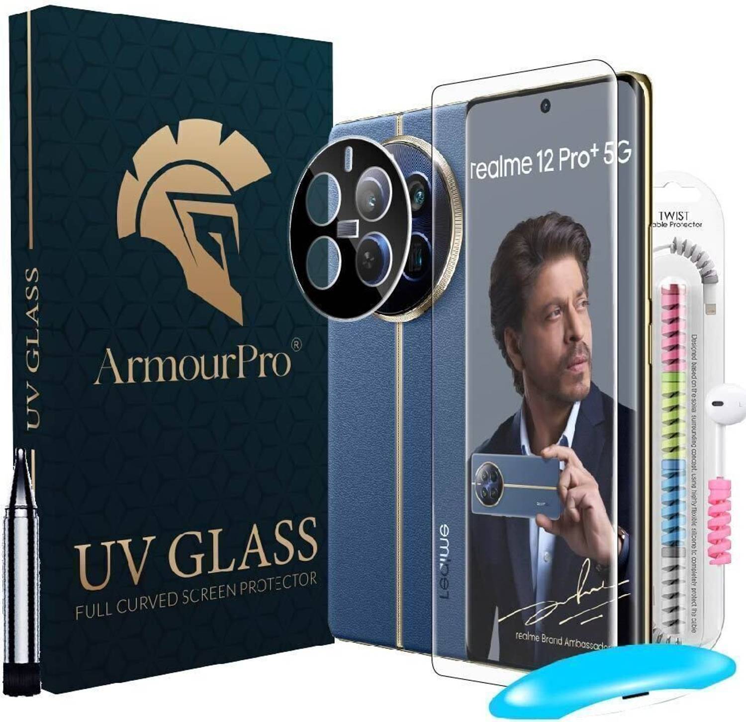 ArmourPro Edge To Edge Tempered Glass for Realme 12 Pro Plus, UV