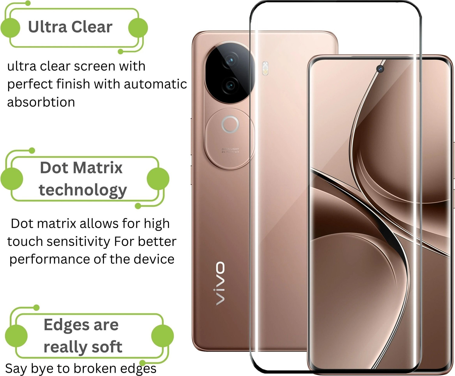 Image of KWINE CASE Edge To Edge Tempered Glass for Vivo V40e 5G, iQOO Z9s 5G (Pack of 1)