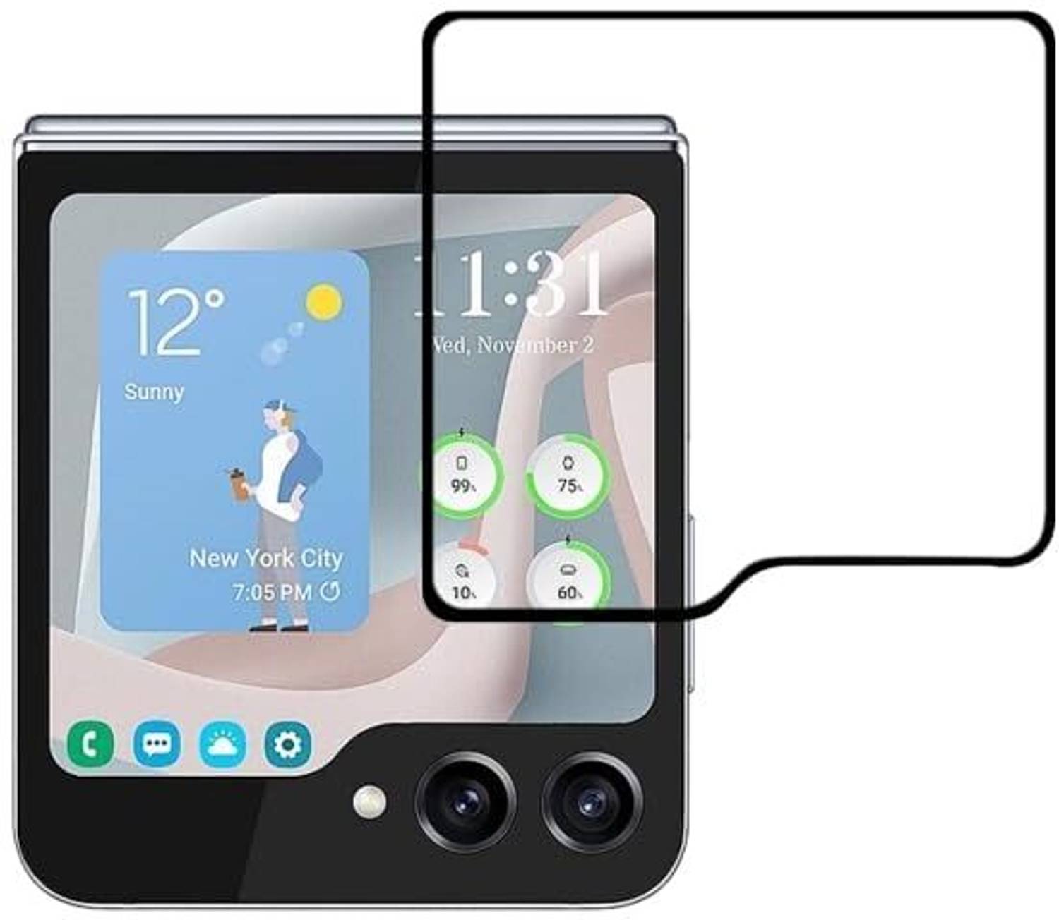 Midos Tempered Glass Guard for Samsung Flip 5_Clear-Tempered, Sam