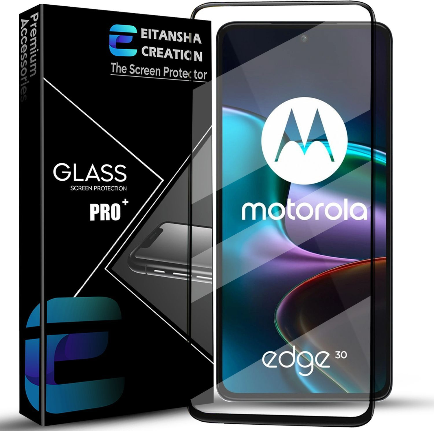 Image of EITANSHA CREATION Edge To Edge Tempered Glass for Motorola Edge 30, Moto Edge 30