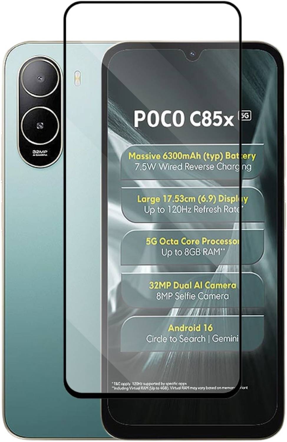 KWINE CASE Edge To Edge Tempered Glass for Poco C85x 5G