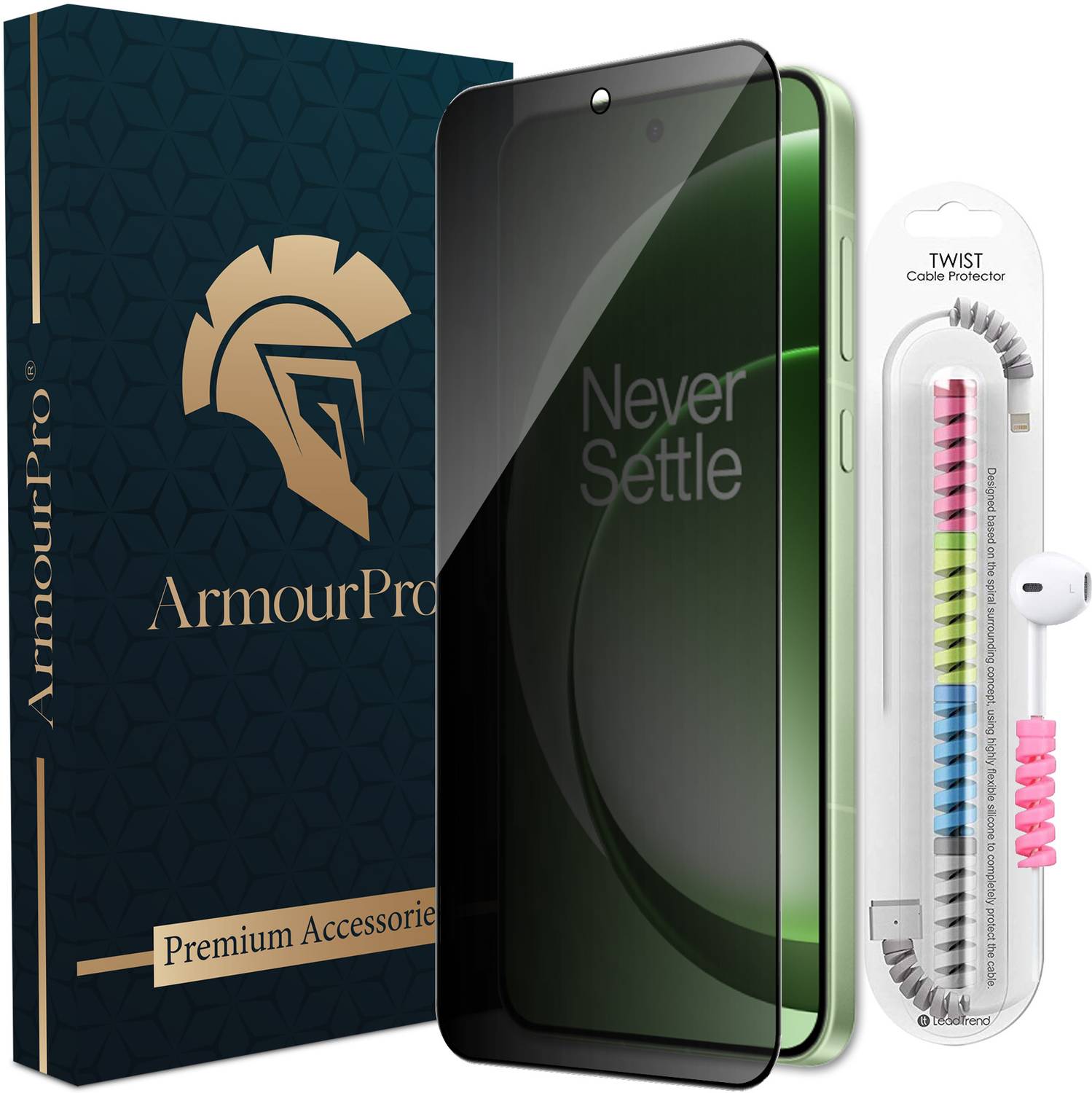 ArmourPro Edge To Edge Tempered Glass for OnePlus 15R 5G, OnePlus 15R, Privacy Anti Spy Protection Glass with Cable Protector