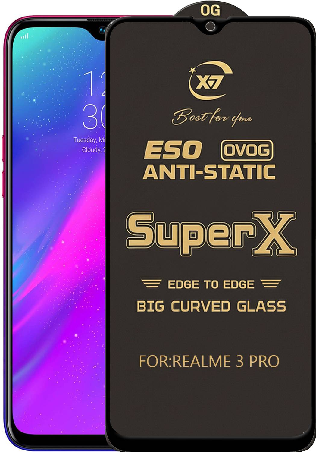 ANILUQ Tempered Glass for Realme 3 Pro Pack of 1 - Image 1