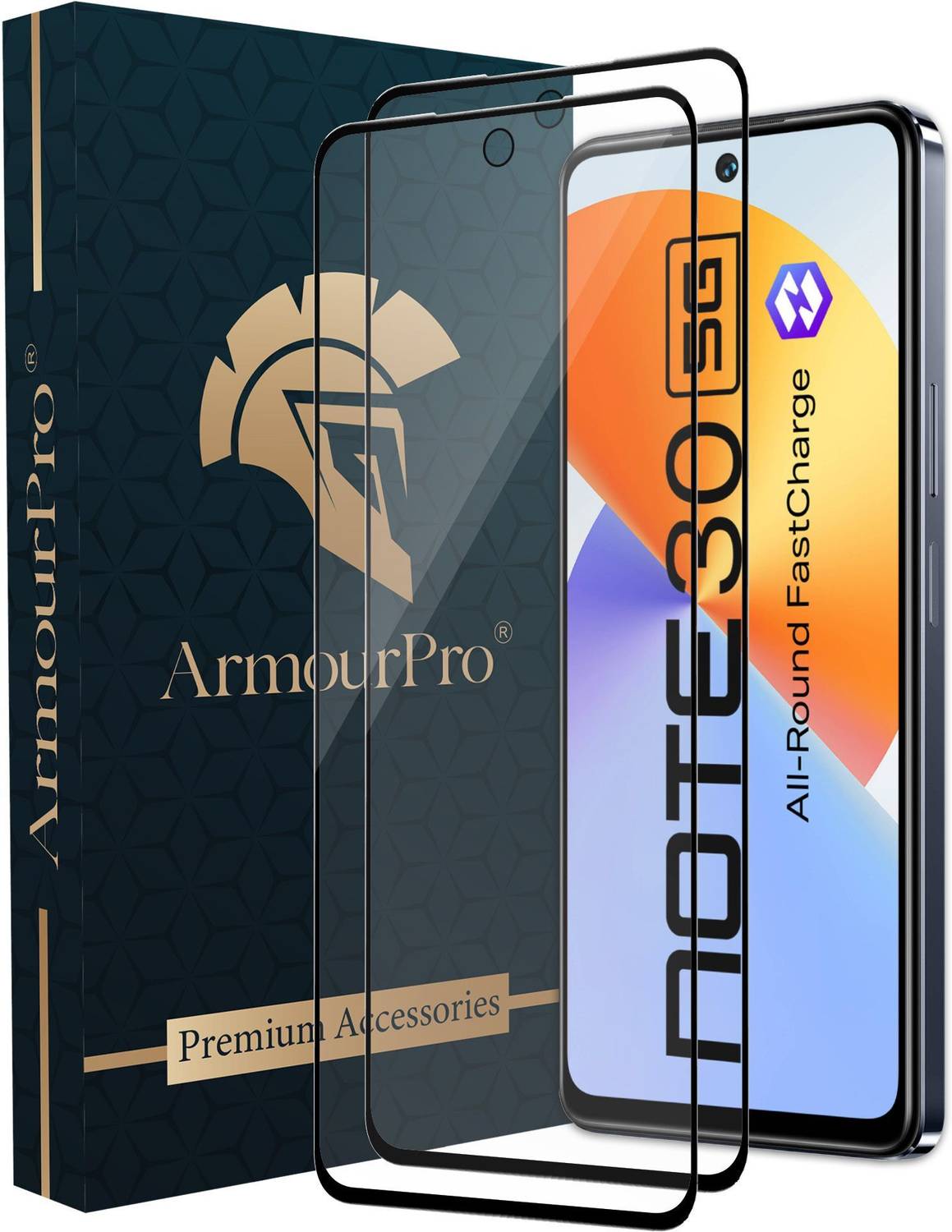 ArmourPro Edge To Edge Tempered Glass for Infinix Note 30 5G, Redme 12 5G