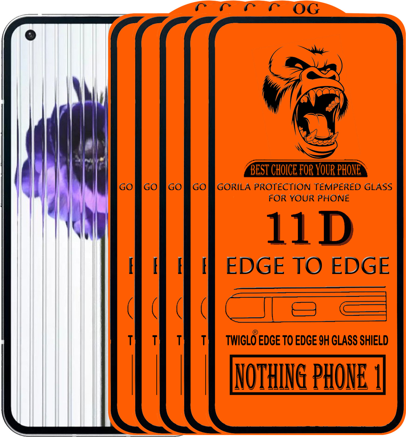 Image of TWIGLO Edge To Edge Tempered Glass for NOTHING PHONE 1