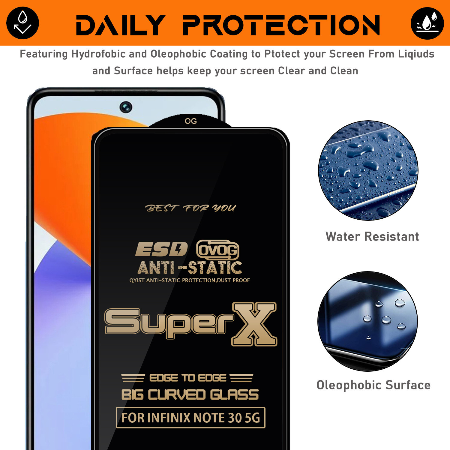 Image of Qyist Edge To Edge Tempered Glass for INFINIX NOTE 30 5G Glass