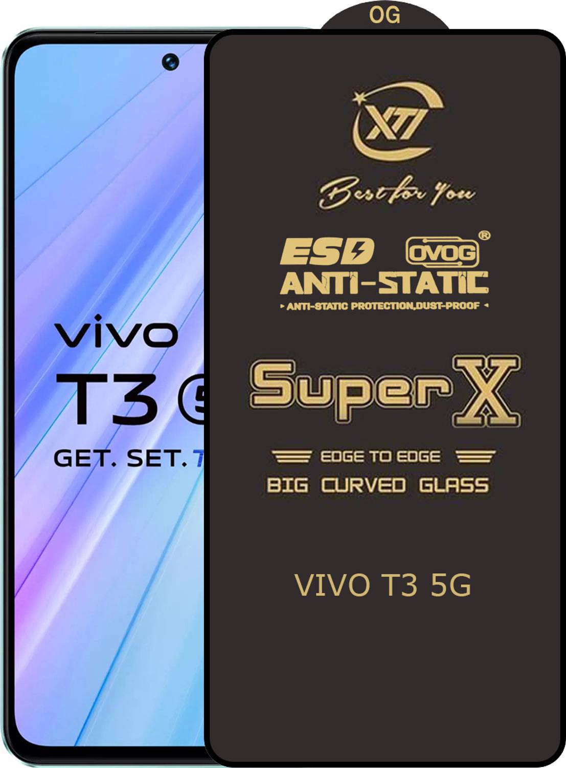 ANILUQ Edge To Edge Tempered Glass for vivo T3 5G