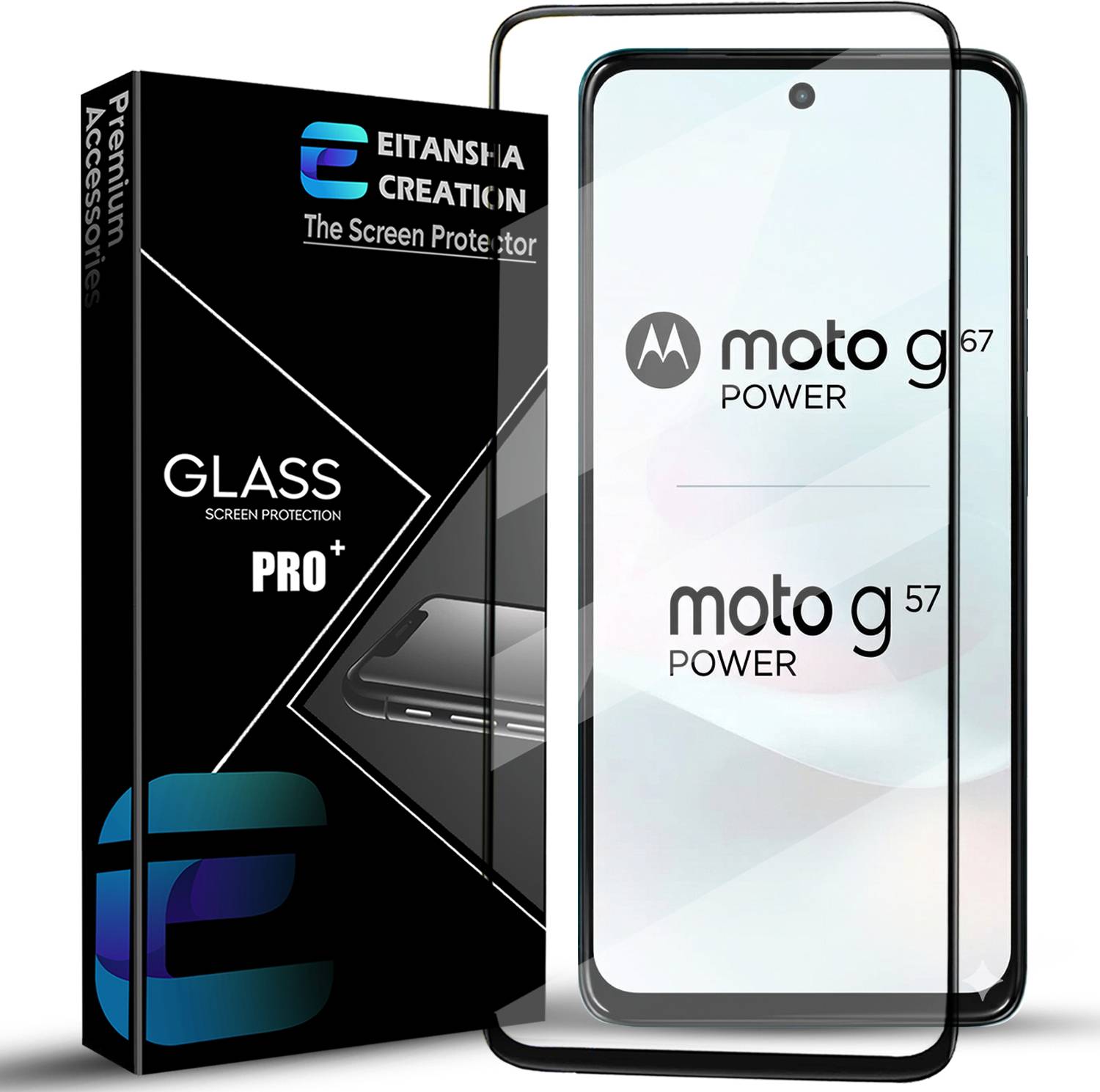 EITANSHA CREATION Edge To Edge Tempered Glass for Motorola G57 Power, Moto G57 Power, Motorola G67 Power