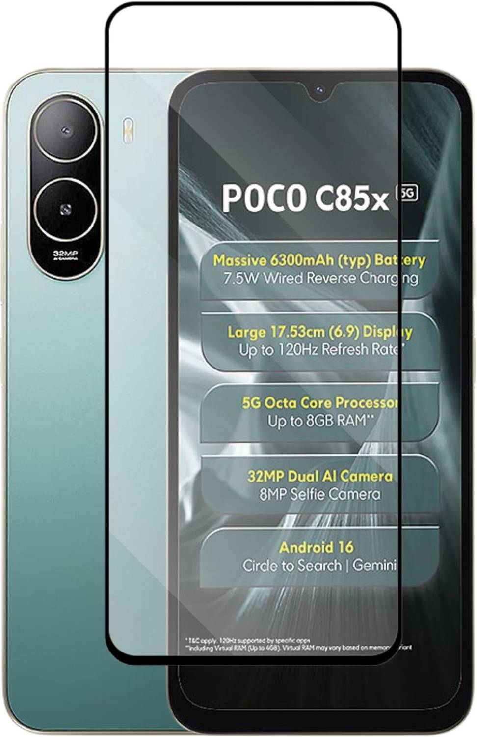 Flipkart SmartBuy Edge To Edge Tempered Glass for Poco C85x 5G