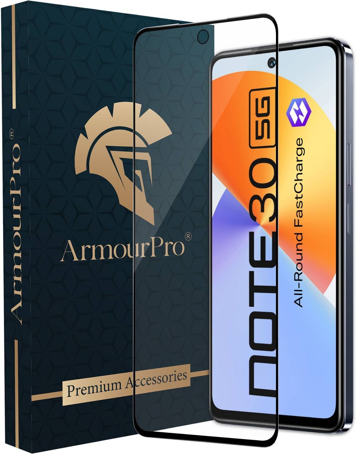 ArmourPro Edge To Edge Tempered Glass for Infinix Note 30 5G, Redme 12 5G