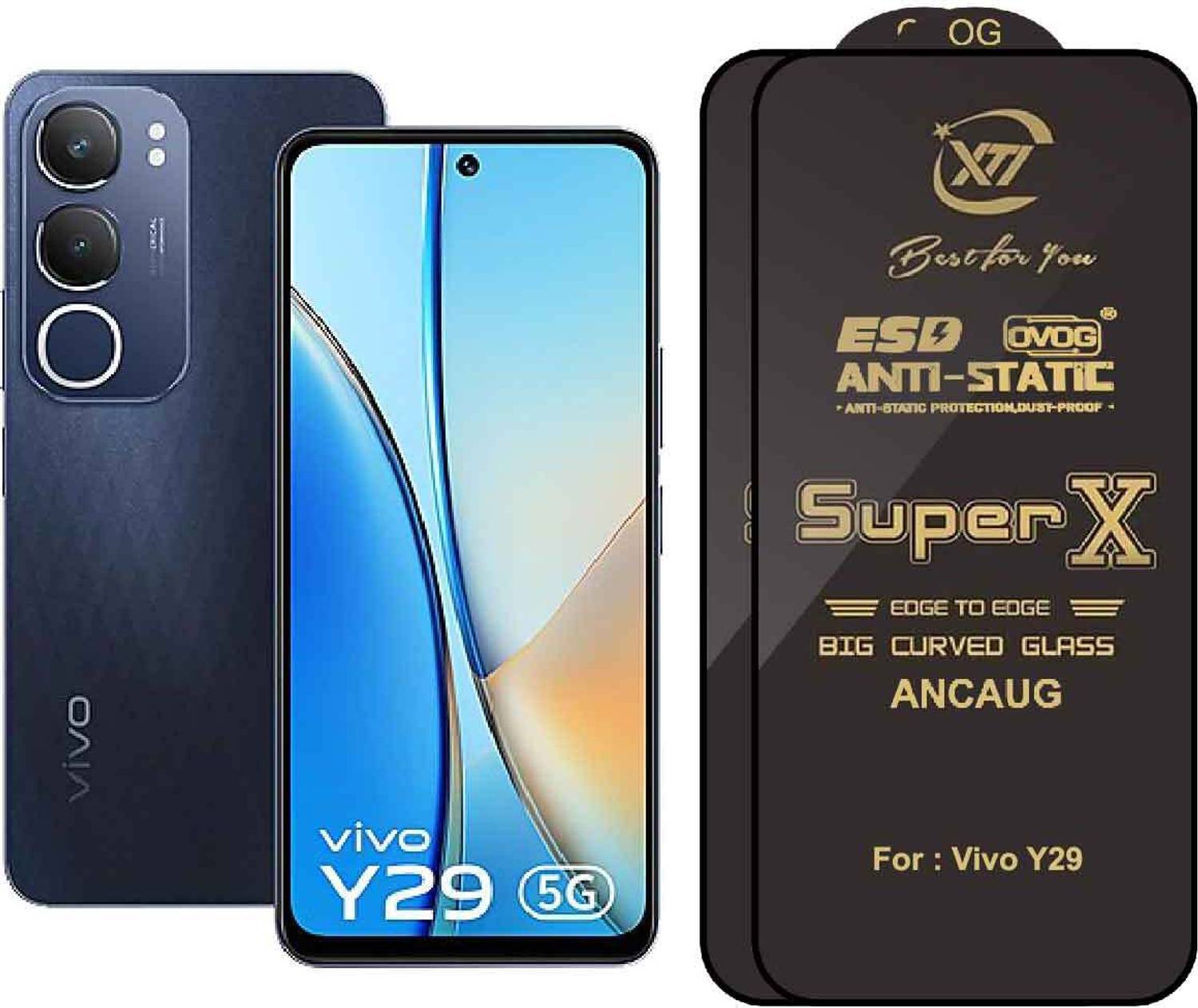 ANCAUG Edge To Edge Tempered Glass for vivo Y29 5G