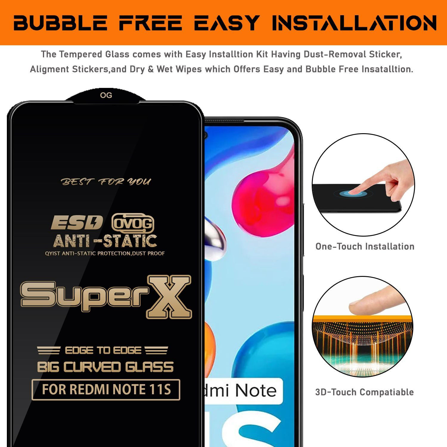 Image of krezee Edge To Edge Tempered Glass for REDMI NOTE 11S