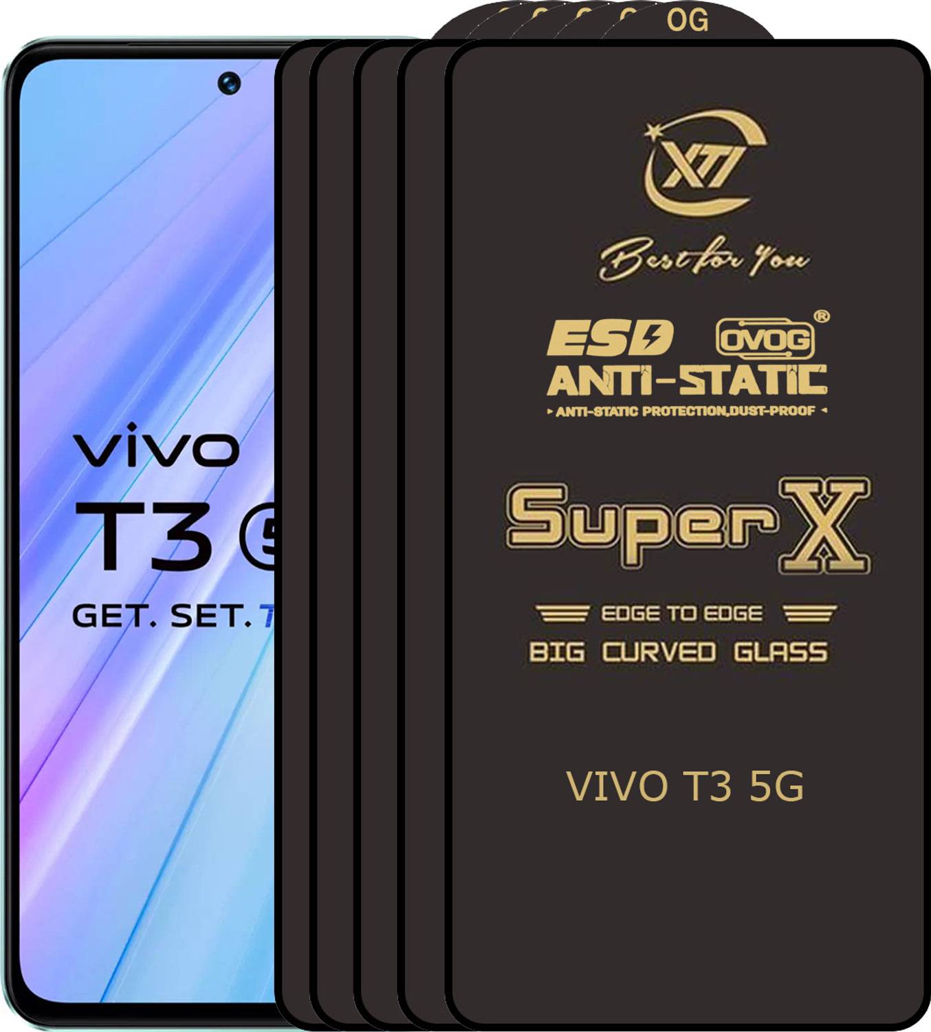 ANILUQ Edge To Edge Tempered Glass for vivo T3 5G
