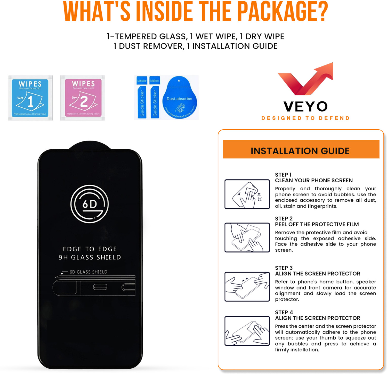 Image of VEYO Edge To Edge Tempered Glass for Motorola, MOTO G56, G57, G35, G35 5G, G15 4G, G15 Power, G15 Power 4G, G67 Power, G67 POwer 5G