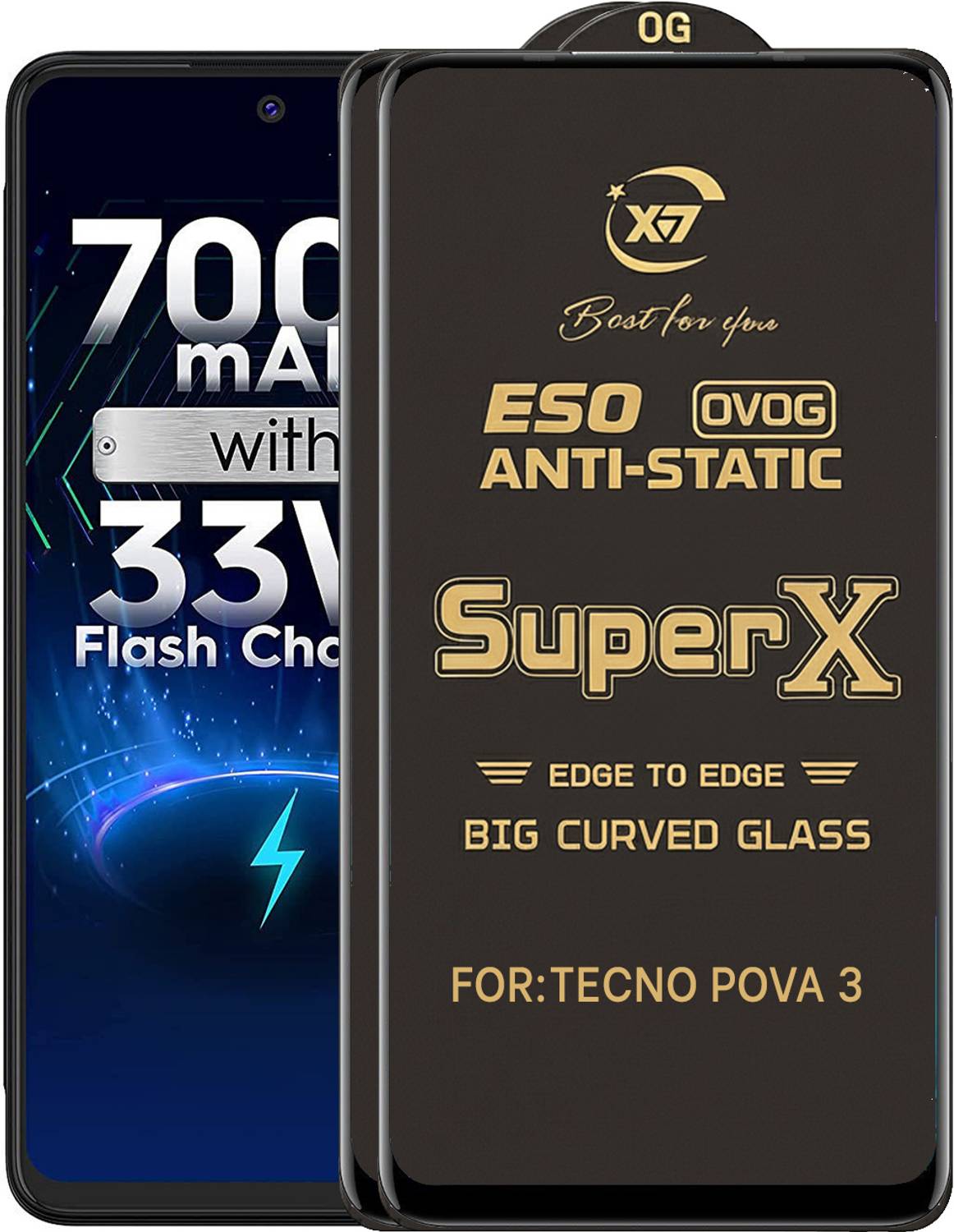 ANILUQ Edge To Edge Tempered Glass for TECNO POVA 3
