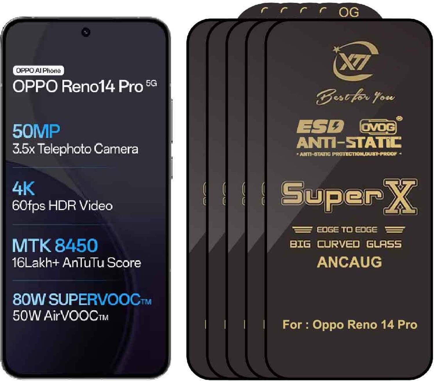SuperX Edge To Edge Tempered Glass for Oppo Reno 14 Pro