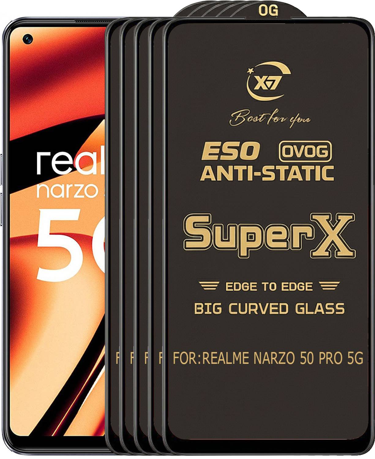 ANILUQ Edge To Edge Tempered Glass for REALME NARZO 50 PRO 5G