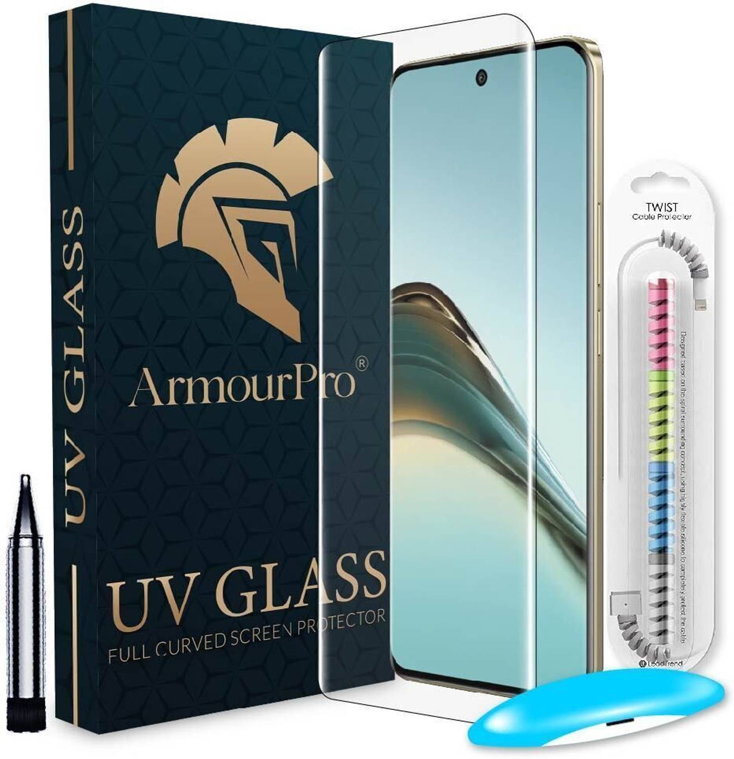 ArmourPro Edge To Edge Tempered Glass for Realme 13 Pro 5G, Realme 13 Pro Plus, UV Tempered Glass with Cable Protector