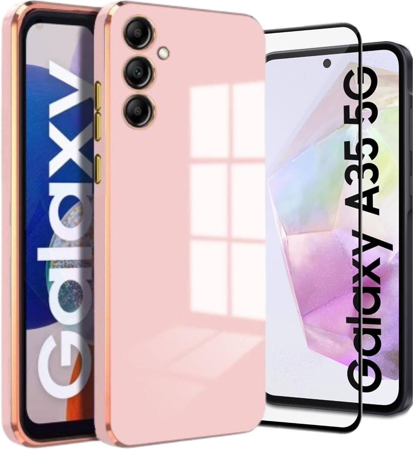 A3sprime Back Cover for Samsung Galaxy A35 5G, with Edge to Edge Full Coverage Tempered Glass Screen Protector