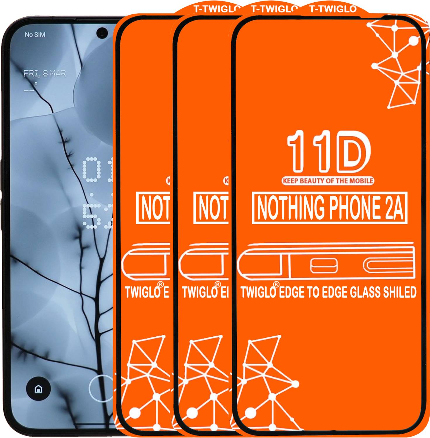 TWIGLO Edge To Edge Tempered Glass for NOTHING PHONE 2A (Pack of